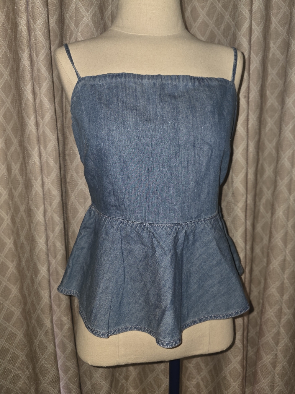 GUESS Blue Denim Peplum Tank